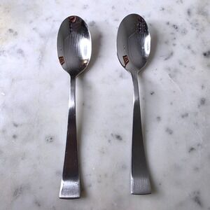 Mikasa Britt Flatware Soup Spoons Set 2 Stainless Steel Silverware Satin